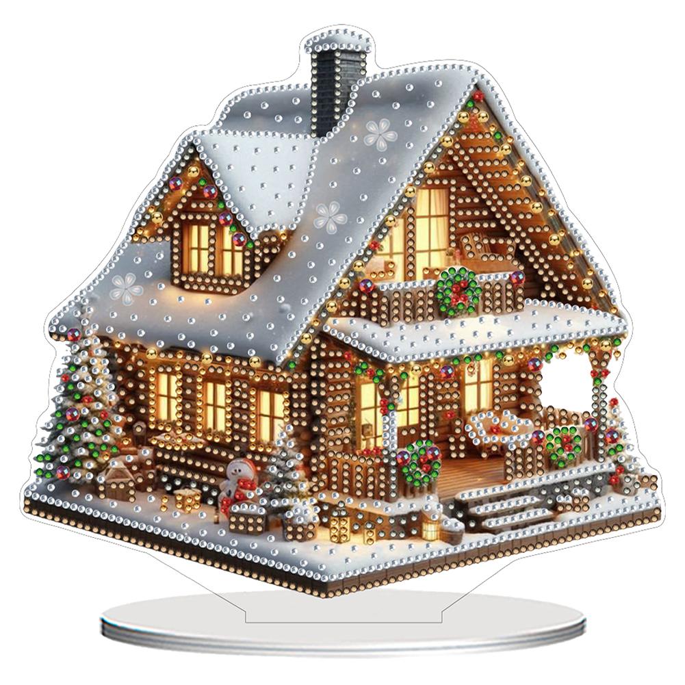 2D/Flat Xmas House DIY Diamond Painting Tabletop Ornaments Kit Table Top Diamond Painting Ornament Kits Desktop Diamond Art Kits