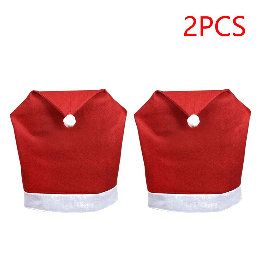 1-15 stuks Kerst Stoelhoezen Decor Kerstman Rode Hoed Stoelkap Keuken Eetkamerstoel Slipcovers Sets Voor Kerstvakantie