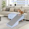 Detachable 2-In-1 Folding Pet Ramp Stairs Convertible Human Chair Footstool with Washable Pads for Small and Large Dogs