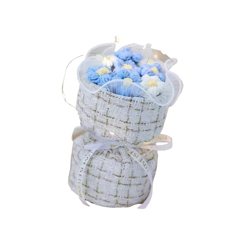 Knitted yarn simulation puff bouquet