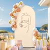 6.56ft Pregnant Woman Silhouette Arch Backdrop Stand Cover 2-Sided Round Top Backdrops Covers for Baby Shower Parties Background