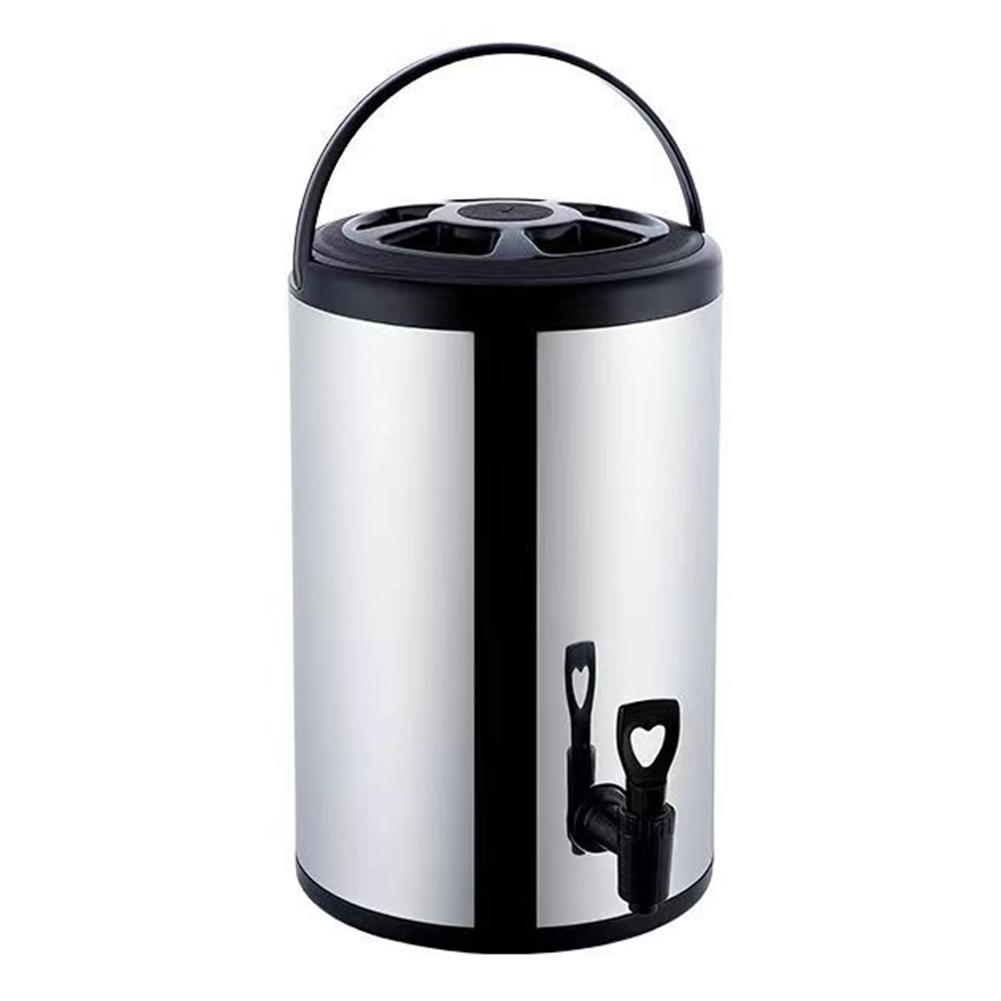 Stainless Steel Insulated Bucket with Faucet 6L/8L Double-Layer Containe Beverage Dispenser for Outdoor Camping Picnic Party Use