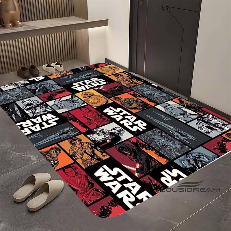 Kober s motivem Star Wars, vhodný do obývacího pokoje, retro vzor galaxie, vesmírné hvězdolety, velká protiskluzová rohožka, koupelnová předložka, domov