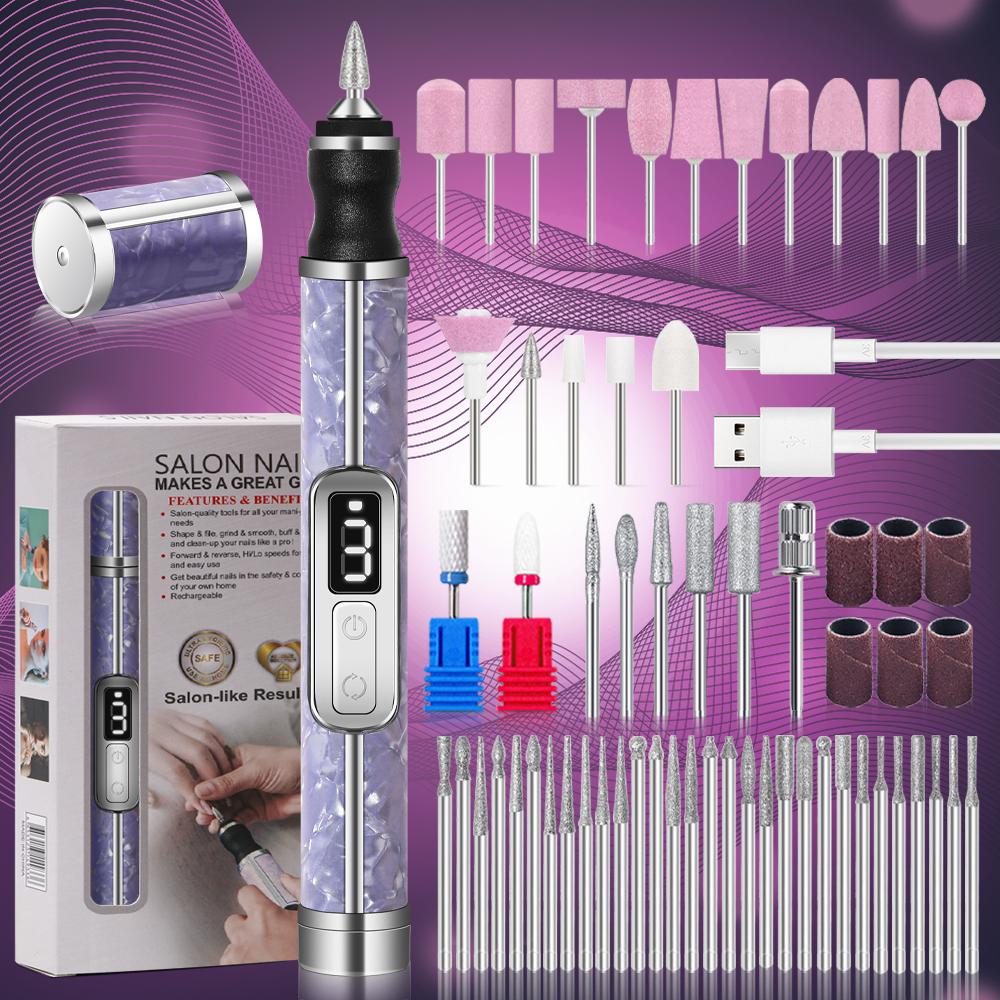 20000RPM Nail Polishing Machine Professional Nail Drill Multiple Gears Low Noise Nails Sander File Set For Manicure Salon Tools