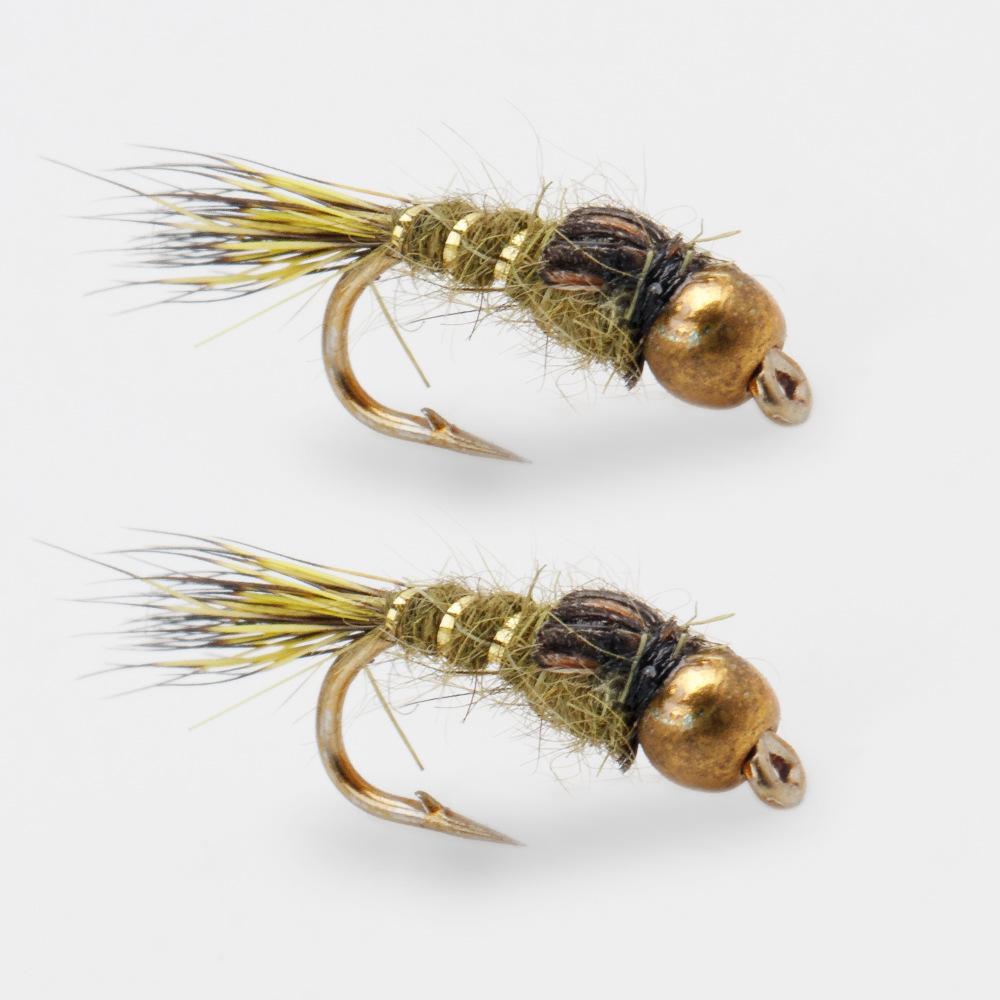 6pcs Barbed Tungsten Bead Head Jig Nymph Fly Pheasant Tail Fast Sinking Wet Euro Nymph Fly Trout Fishing Lures Baits 14-18#