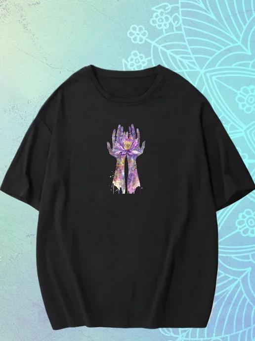 Oversized T-shirt with Yoga Print 3XL