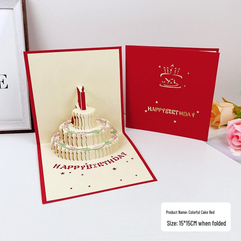 Carte pop-up Gâteau d'anniversaire musical 3D avec lumières colorées et enregistrement
