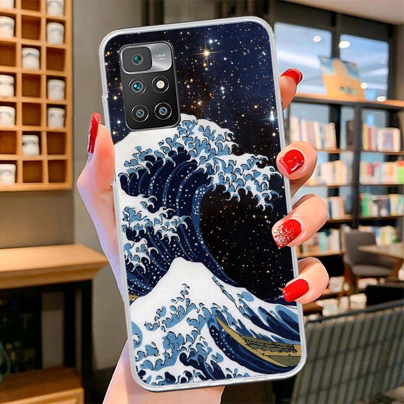 Japanese Style Wave Art Cover Phone Case For Xiaomi Poco F7 Ultra X7 X6 X5 Pro M7 Redmi 15C 15 13C 13 12C 12 10C 10 9A 9C 9T 9 S