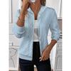 Ladies' Casual Jacket, V-neck, Long Sleeved Zipper, Front Opening, Solid Color Jacket, Zipper Jacket