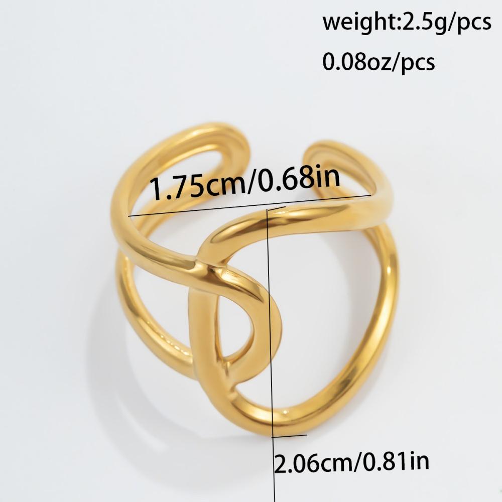18K Gold Plated Open Adjustable Titanium Steel Ring For Women Fashion Minimalist Irregular Ring Daily Wear Jewelry Accessories