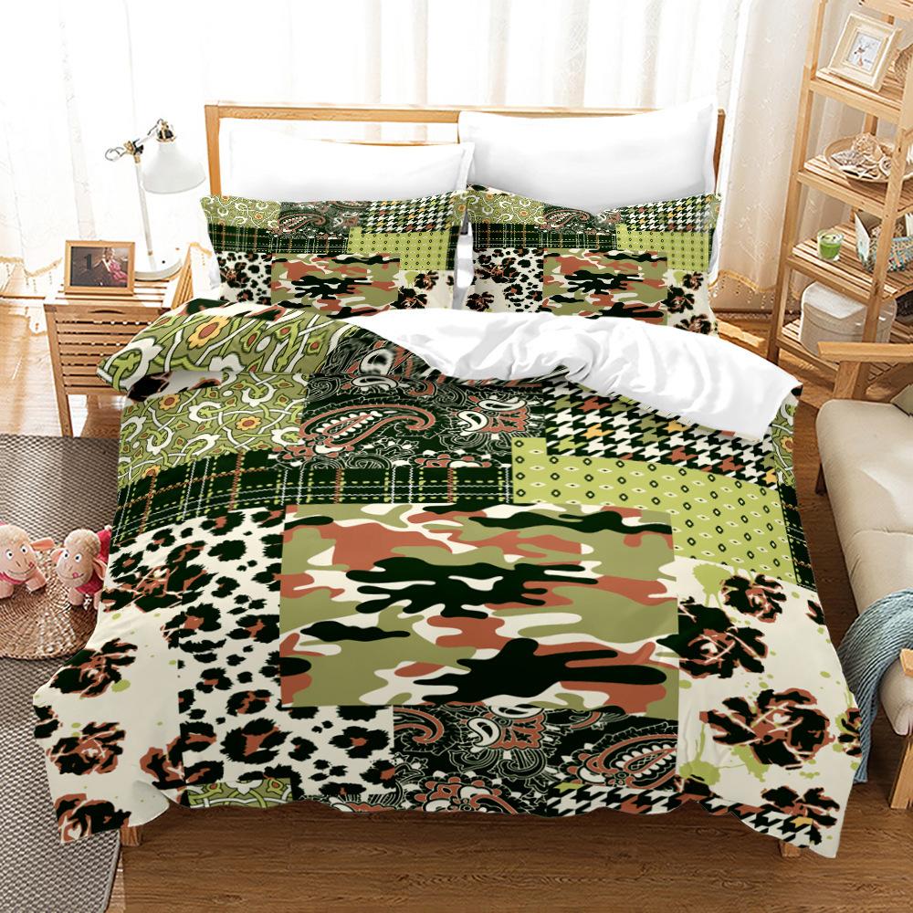 Home Textile Splicing Quilt Cover Digital Printing Three-Piece Set 3D