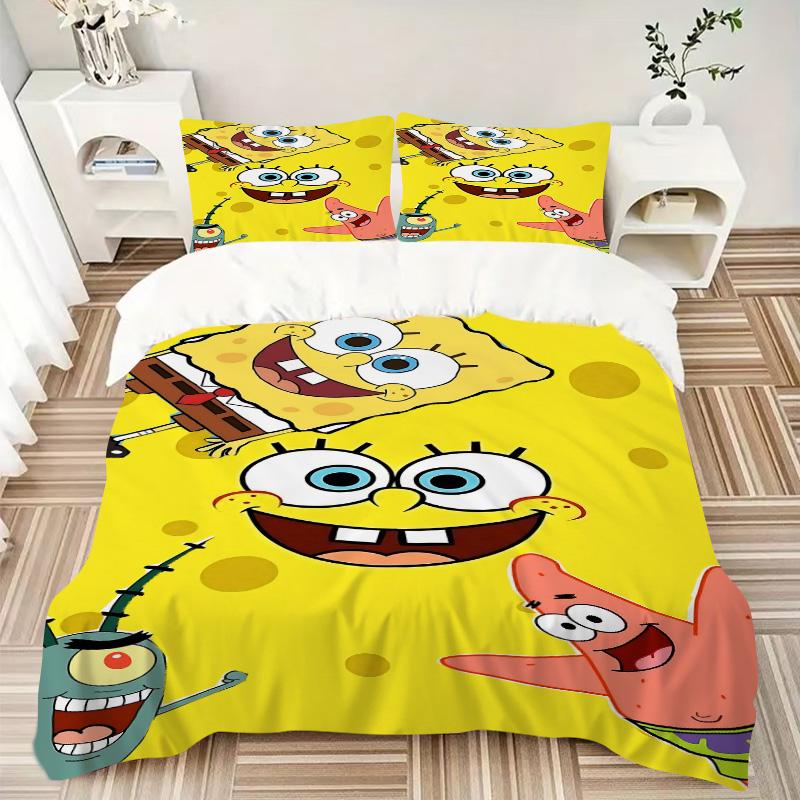 Spongebob Squarepants Adventure Print 3Pcs Bedding Setduvet Cover With 2 Bedropillowcase Home Birthday Gift