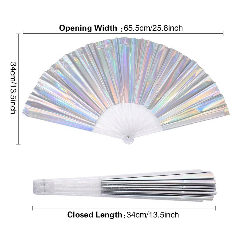 1PC Hand Rave Fan Large Music Festival Fan Gifts Folding Fan Colorful Foldable Fan 33cm