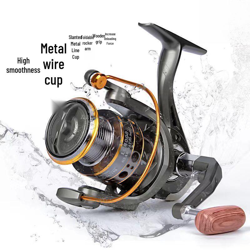 Metal Spool Folding Handle Spinning Fishing Reel for Sea Rod