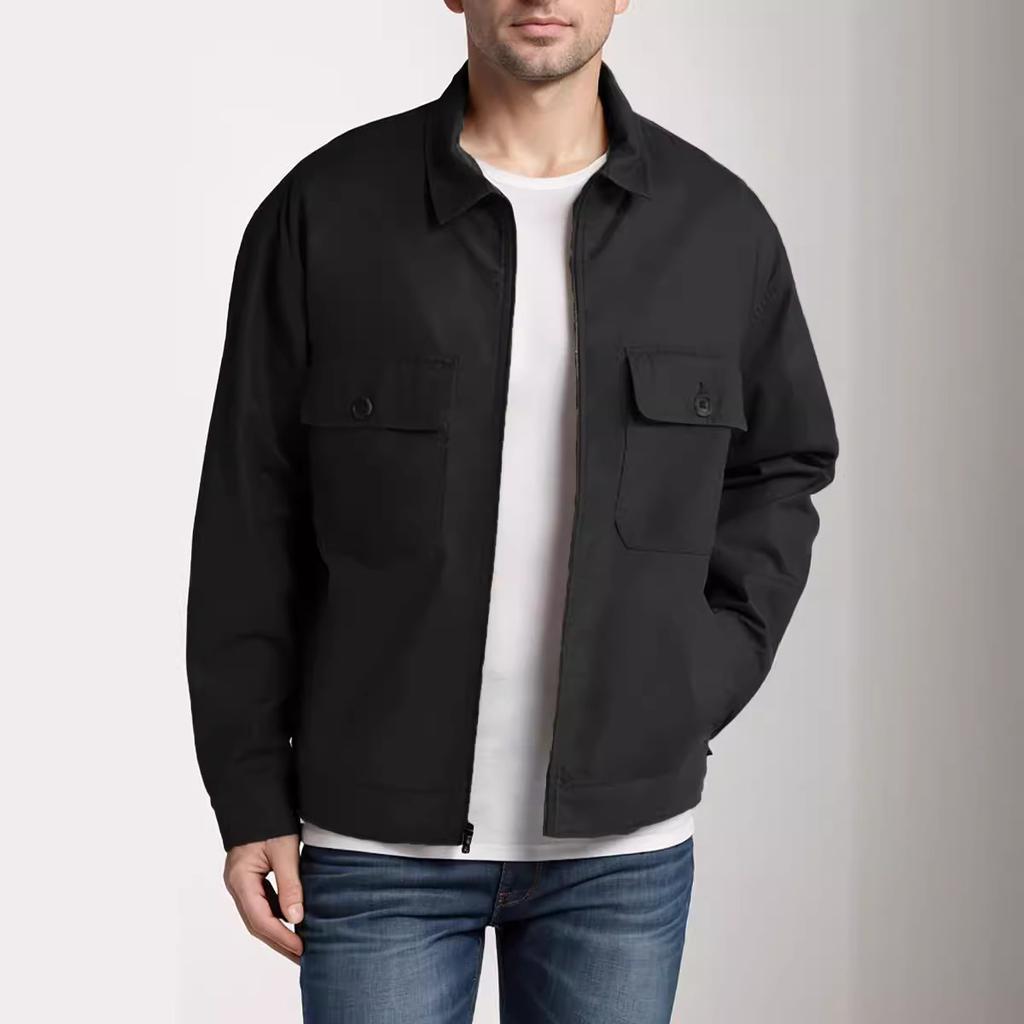 Spring and Autumn Men's Lapel Fashion Jacket Tooling Wind Jacket Zipper Cardigan