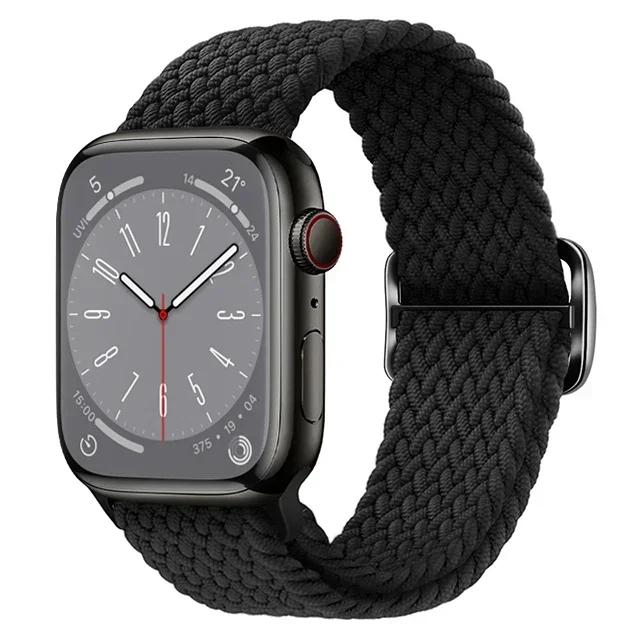 Nylon Strap for Apple Watch Ultra 2 Band 49mm 40mm 44mm 41mm 38 45mm Elastic Braided Loop Bracelet IWatch Series 9 8 7 6 SE 5 4