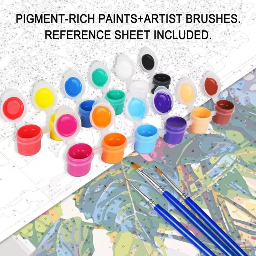 Tulip DIY Paint by Numbers for Adults Flower Leaves DIY Digital Oil Painting Acrylic Paint Leisurely Painting Kits Canvas Wall Art Colorful Flower