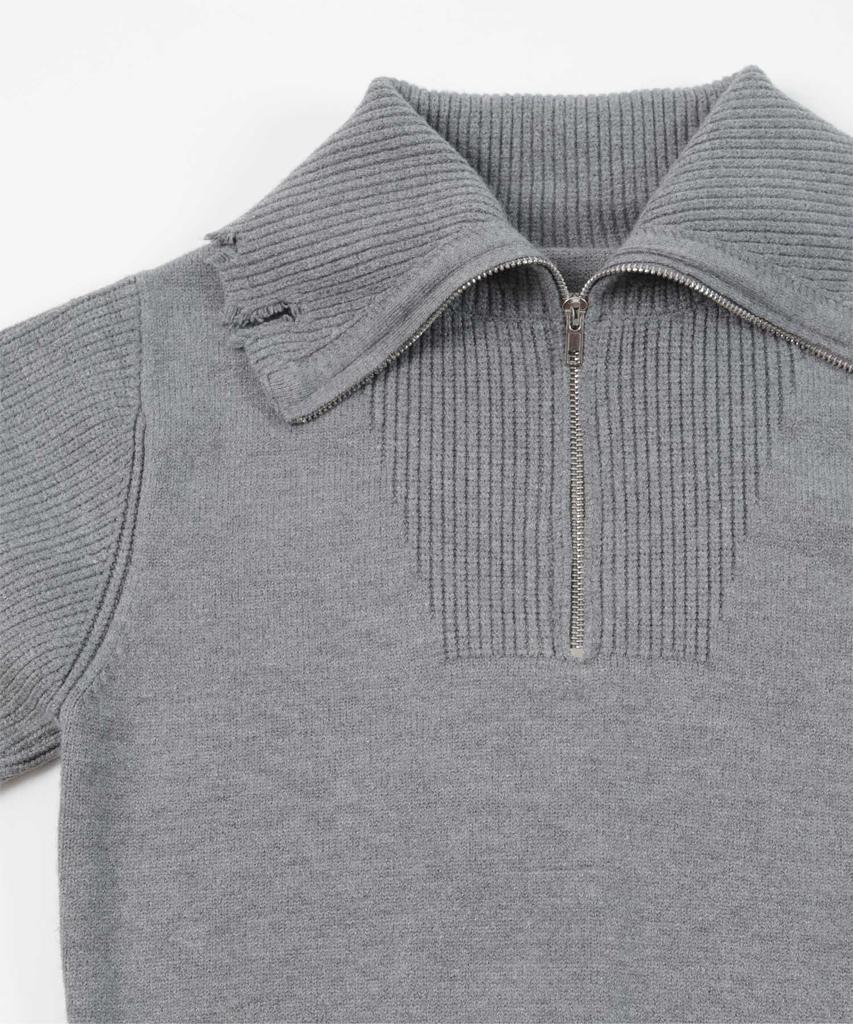 miette Distressed Knit Pullover REXX1080 Free Size Black Half-Zip Women's