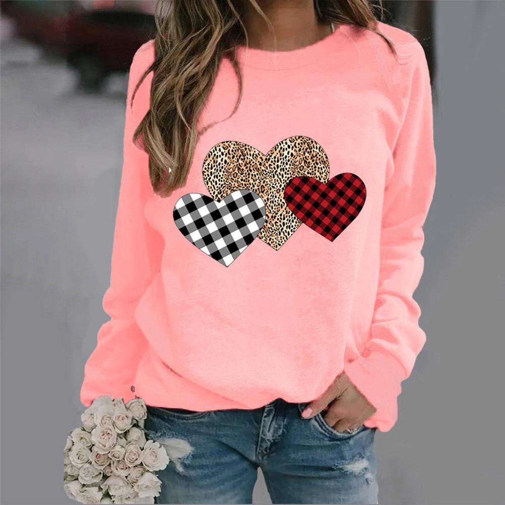 

Толстовка с круглым вырезом с леопардовым принтом Love Print Новые европейские и американские распродажи ко Дню святого Валентина Толстовки 6XL