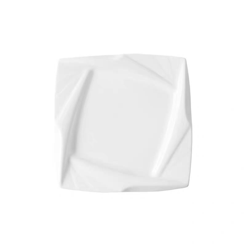 Creative Household Cooking Plate Square Hotel Restaurant Tableware Pure White Thickened Insulated Dish Dessert Dessert Plate