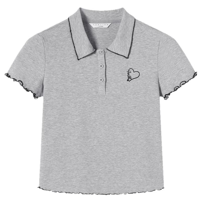 TonLion Women s Black Trim Short-Sleeve Polo Shirt L