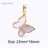 Wholesale 18k Gold Plated Brass Heart/Butterfly Pendants Charms,Natural Shell Charms For Jewelry Making,DIY Necklace Accessories