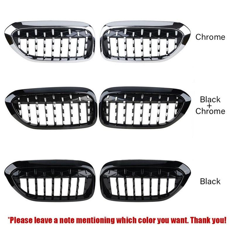 For BMW 5 Series G30 G38 Sedan G31 Touring 2017- 2x Car Grille Front Kidney Grill Diamond Style 51137390863 51137390864 Part