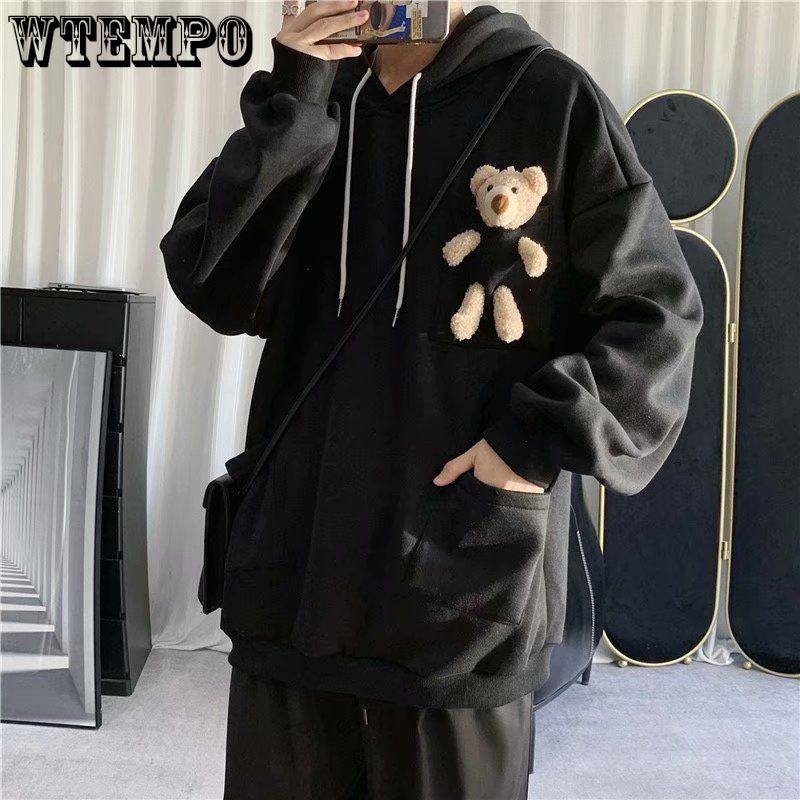 Autumn Design Top Coat Sweatshirts Loose Personality Hooded Send Cute Bear Sweater Men