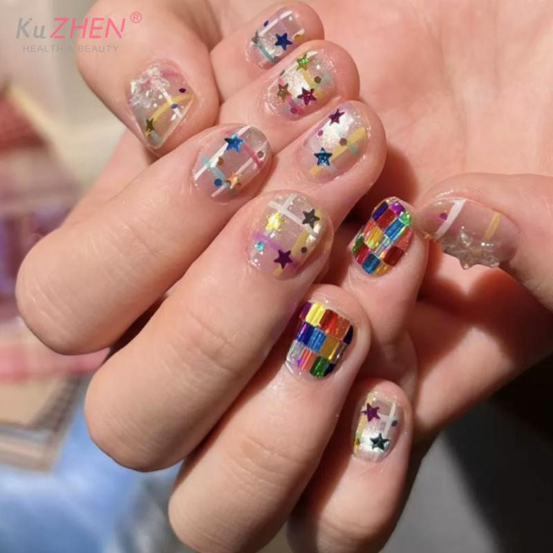 12 Grids Seqiuns Star Glitter Colorful Nail Flake Flash Mini Pentagram Nail Seqiuns Nail Charm Kawaii DIY Manicure Accessories