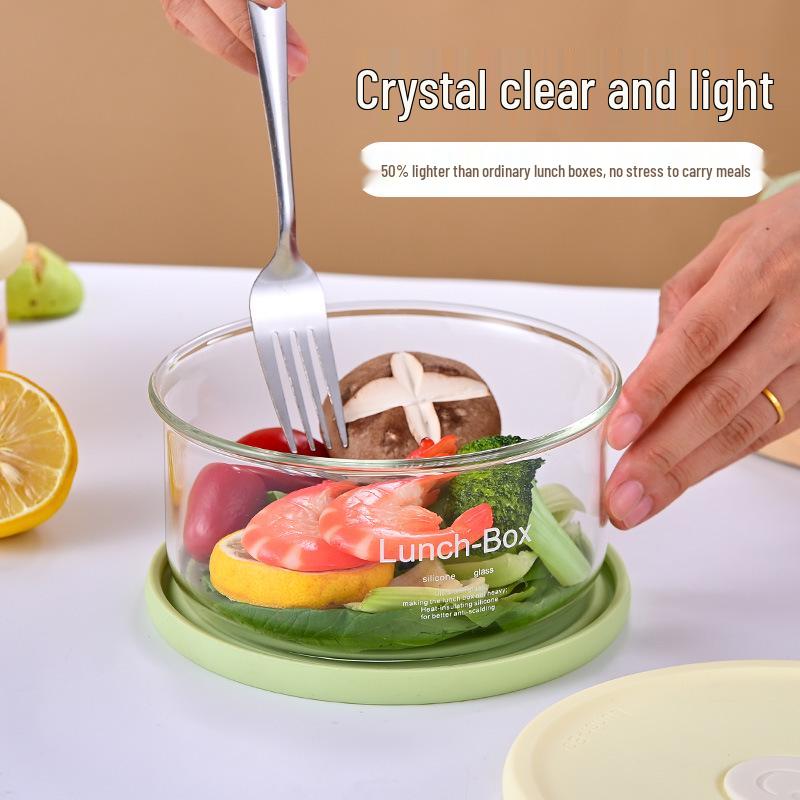 Microwave-Safe Glass Bento Box with Compartments for Office Lunches & Takeout