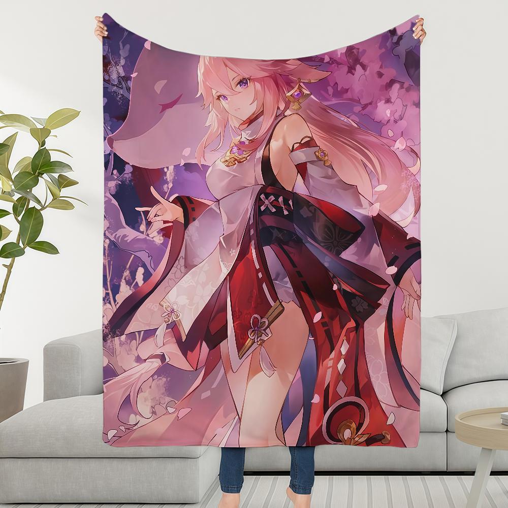 Impact Blanket Throw Super Cosy Plush Living Miko Room Sofa Couch Genshin Yae Childish Birthday Gifts