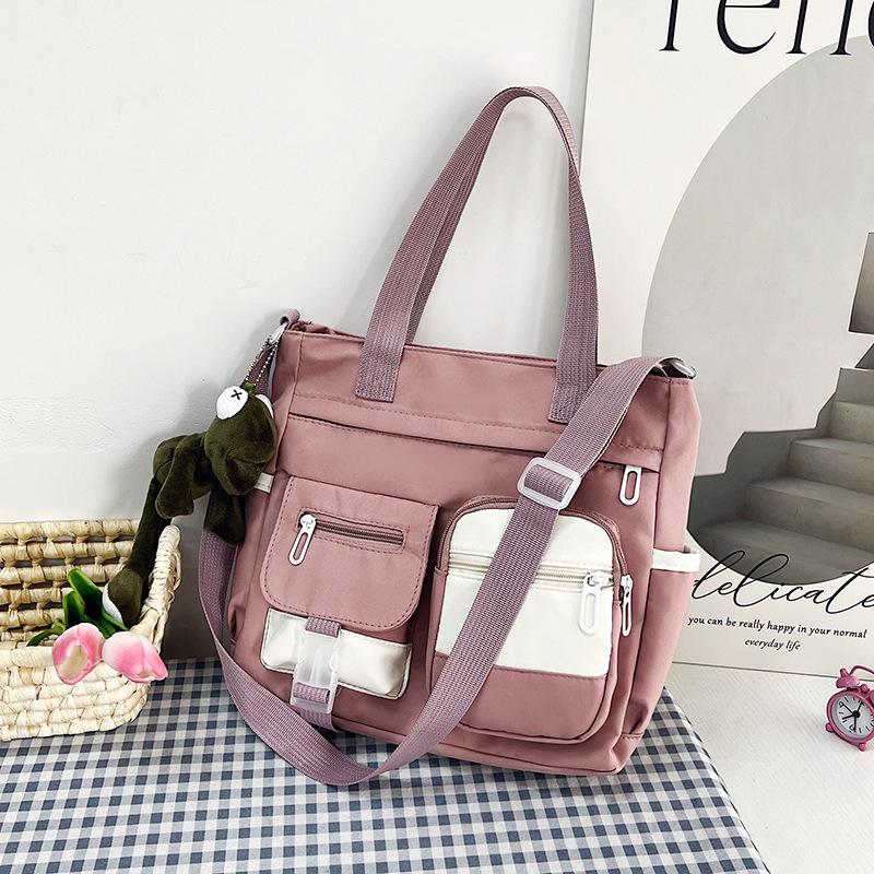 Large capacity bag female messenger ins wind Japanese college students class shoulder bag versatile literary tote bag