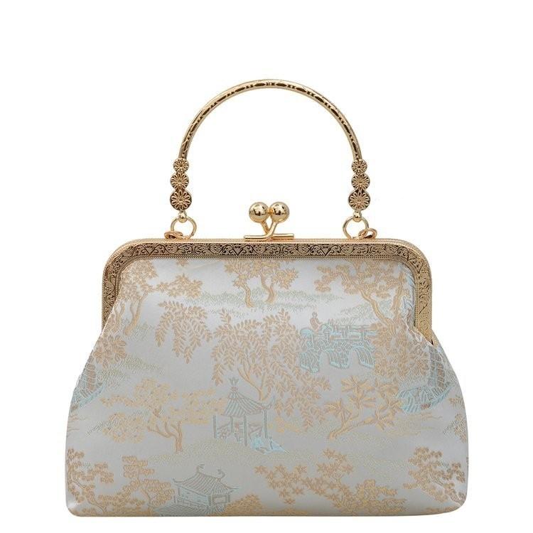 Elegant Chinese Style Floral Embroidered Qipao Shoulder Bag With Lace Design