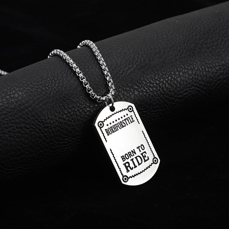 Trendy Titanium Steel Men's Dog Tag Necklace - Hip-Hop Style Pendant Chain