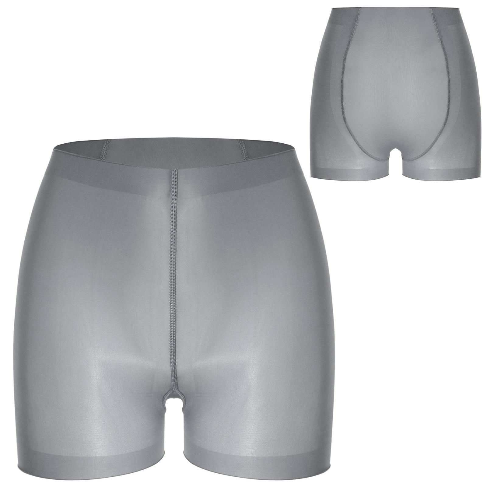 

Женские шорты, блестящие прозрачные боксеры, нижнее белье, пижамы, высокие эластичные прозрачные трусики-шорты, защитные шорты One Size серый