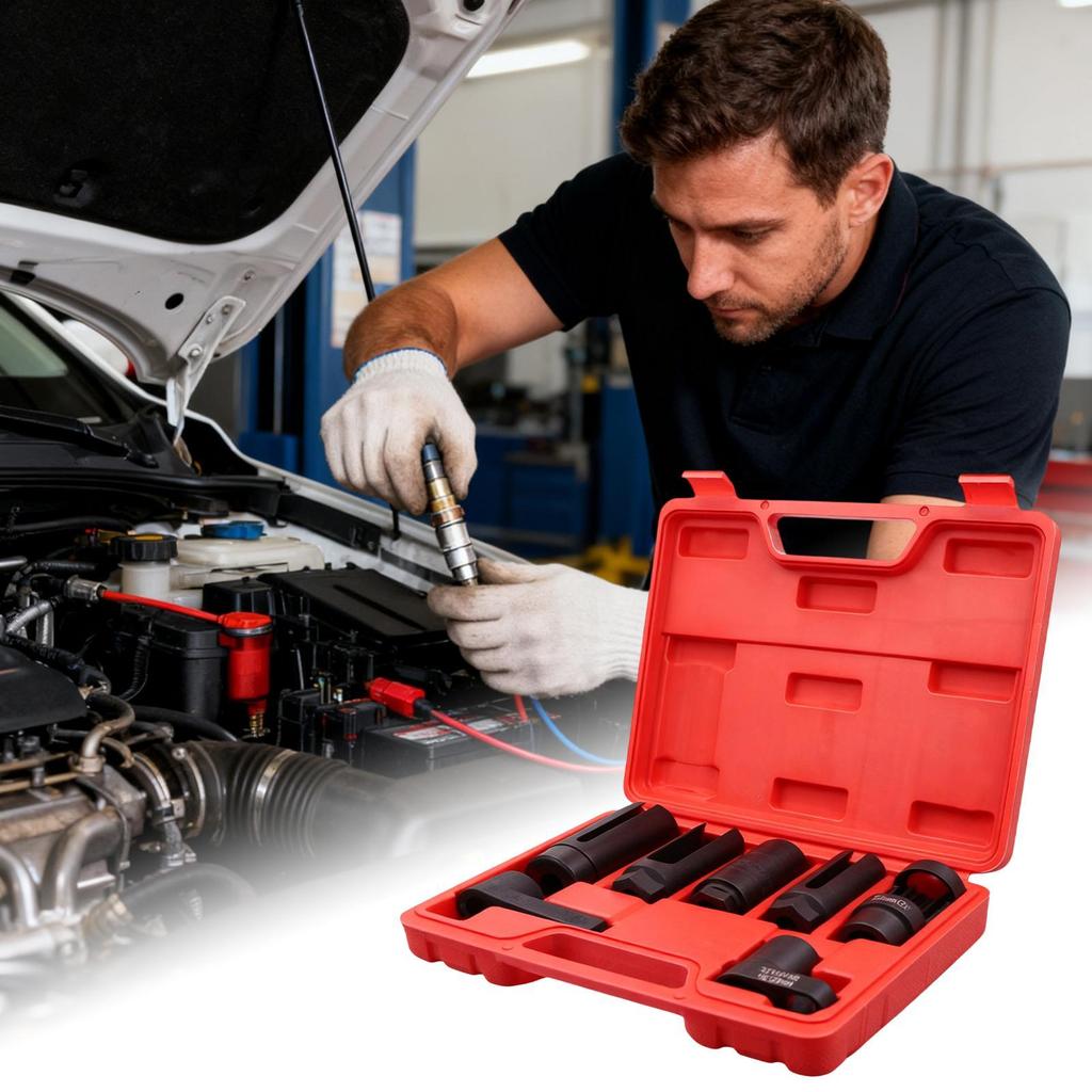 Steckschlüsselsatz 7-teilig Chrom-Vanadium-Stahl Ergonomischer Lambdasonden-Steckschlüssel-Satz Für Fahrzeugwartung Industrielle Ausrüstung