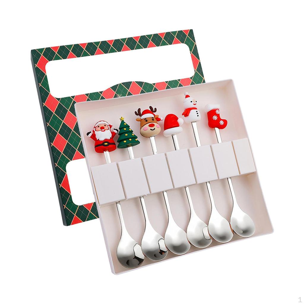 6 Count Christmas Flatware Set Spoons and Forks for Celebrations Beverages Desserts