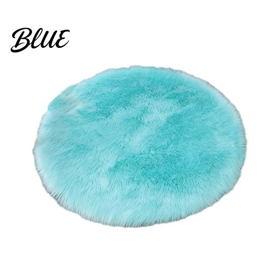 Versatile Round Carpet Color Machine Soft Bedroom Mat Plush Furry Floor Rug Solid Kids Room