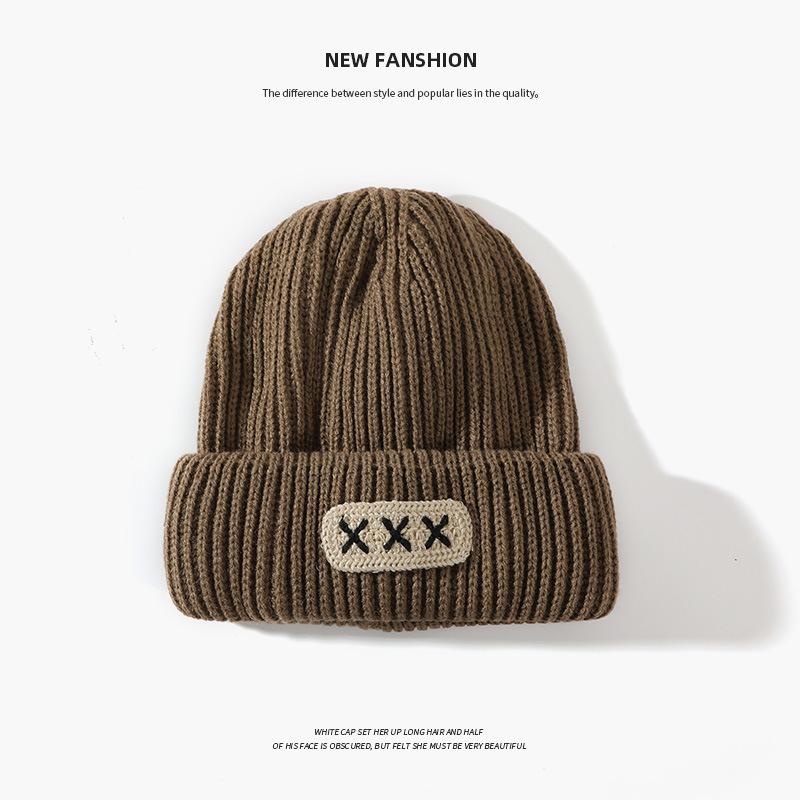 Warm Wool Hat In Autumn and Winter, Round Face and Slim and Versatile Mohair Label Knitted Hat for Women's Ear Protection Korean Version