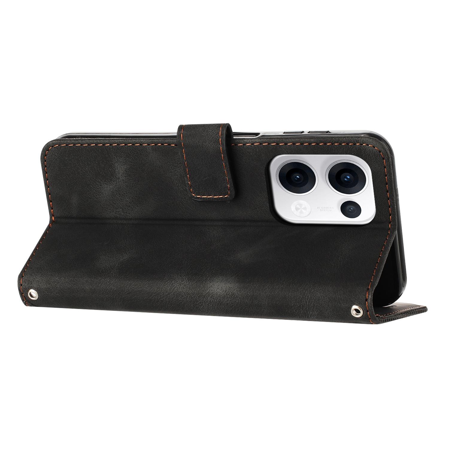 

For Oppo Reno13 5G (Global) Case Handbag Imprinted Triangle Leather Phone Cover Black
