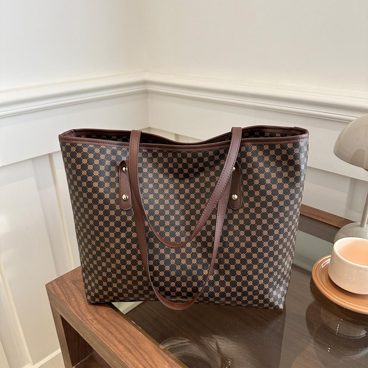 

Винтажная женская сумка-тоут из искусственной кожи, большая вместительная сумка, легкая сумка на молнии, идеально подходит для повседневного использования в поездках на работу