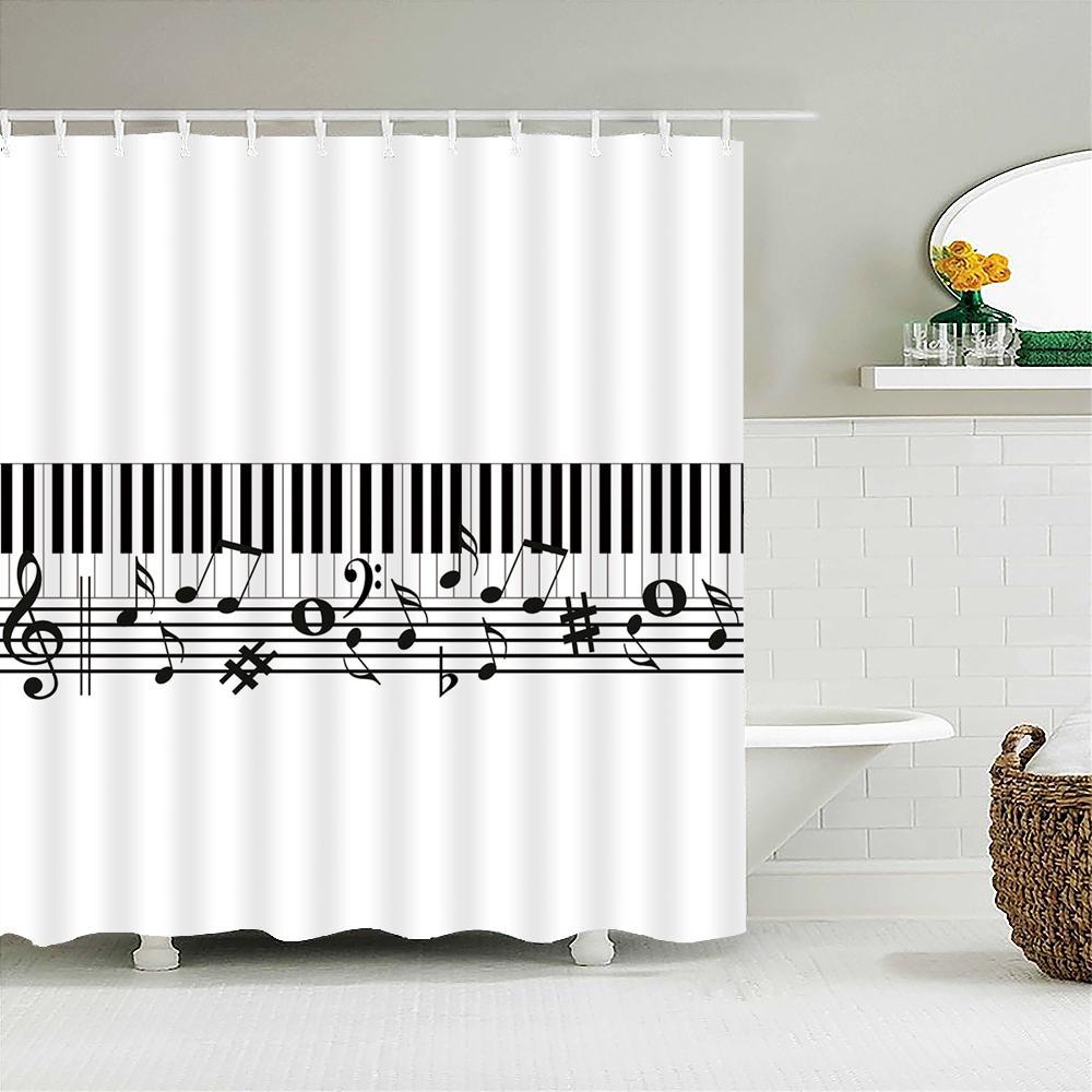 Music Rock Guitar Shower Curtains Modern Bathroom Curtains 3d Printed Decoration Waterproof Cloth with Hooks Bath Curtain