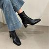 Thick Heel Vintage British Thick Heel Skinny Boots Women's Short Boots Single Boots Chelsea Boots Martin Boots