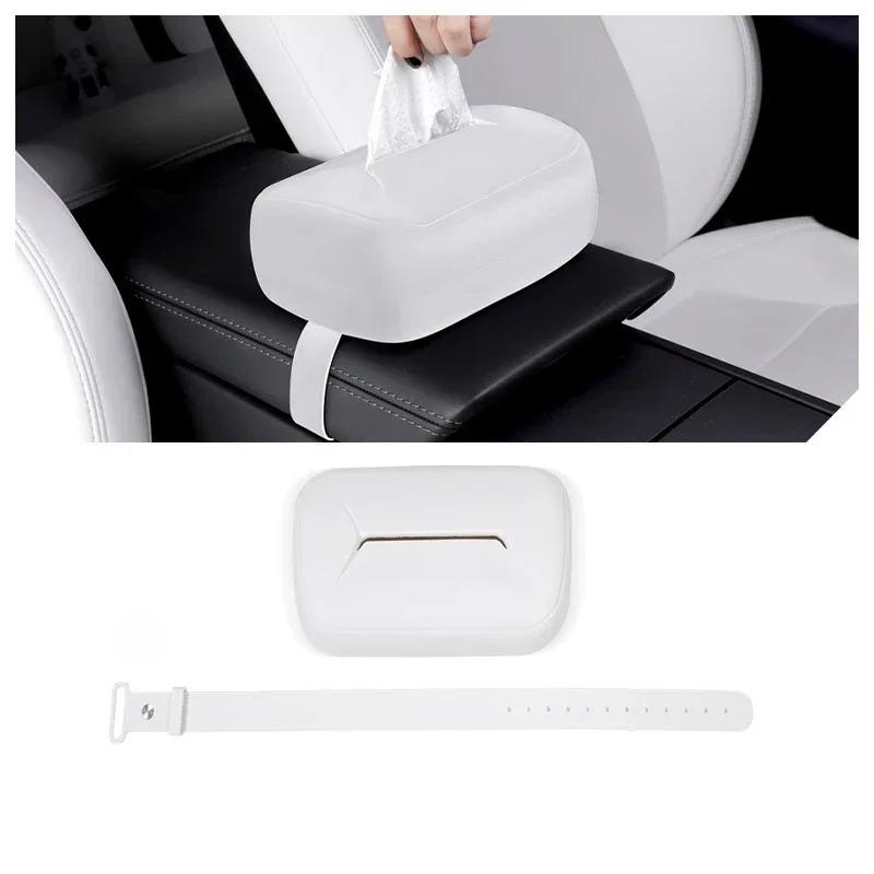 Car Tissue Box For Tesla Model 3/Y/S/X Model Y Juniper 2026 Armrest Tissue Box Hidden Pendant Backrest Paper Bag Accessories