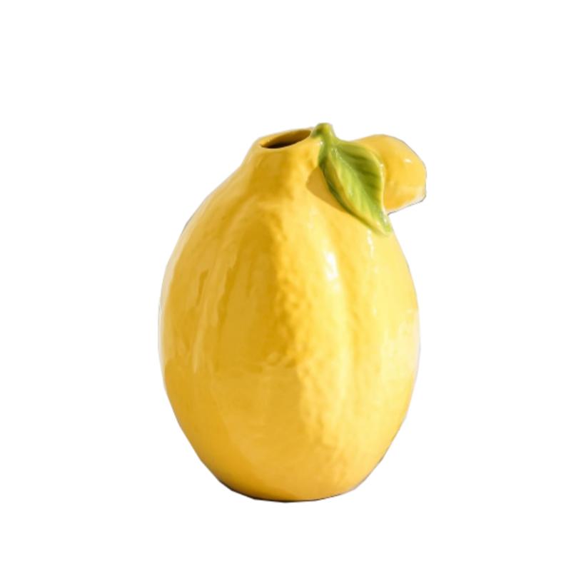Ceramic Vase Cartoon Lemon Flower Vase Flower Arrangement Accessories Simulated Fruit Ornaments Terrarium Home Decoration