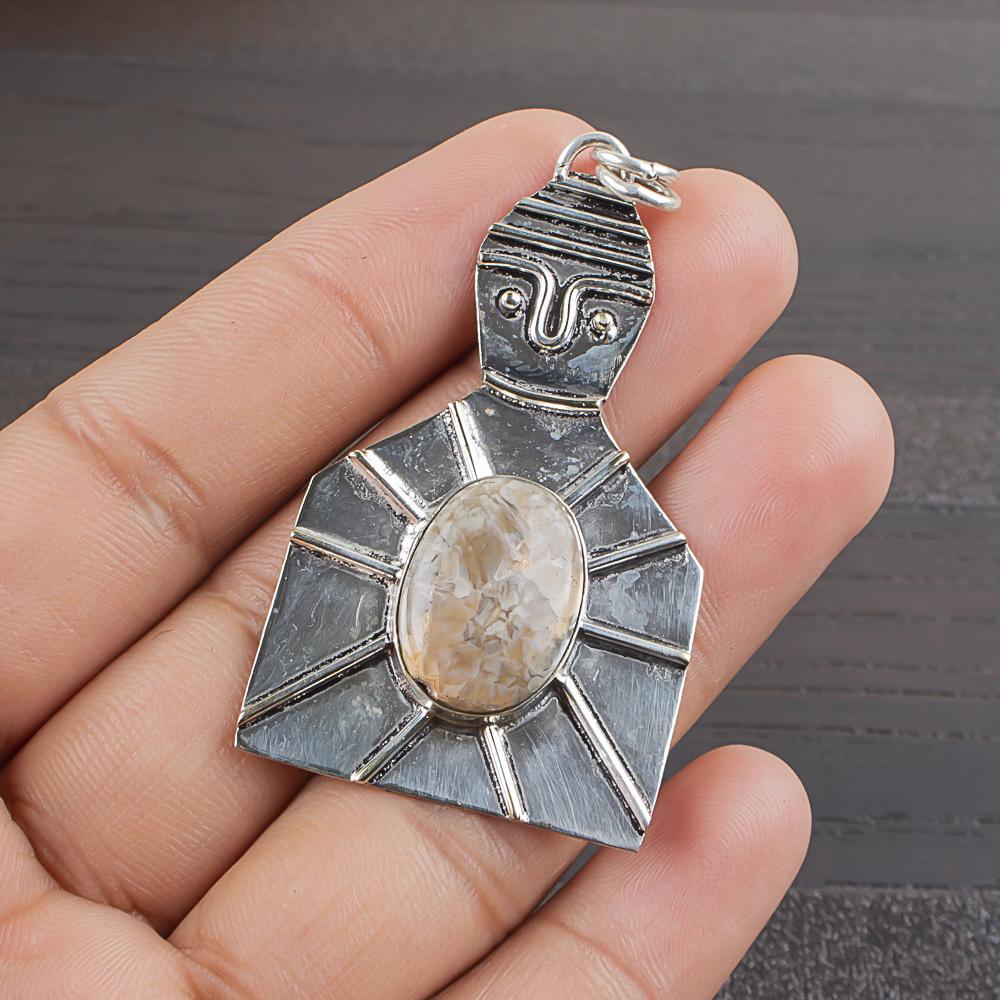 Natural Stick Agate Gemstone 925 Sterling Silver Jewelry Designer Pendant 2.16  AJP-1924