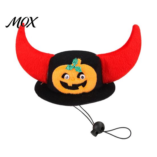 Lightweight Pet Headwear Halloween Bat Hat, Red Horn Pumpkin Cat Funny Non-slip Hat Wings Felt for Cats Small And Medium Dogs Costume