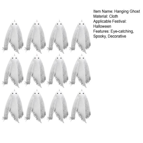 Halloween Hanging Ghost Ornaments Small White Cloth Ghosts Decoration for Haunted House Party Yard Tree Decor