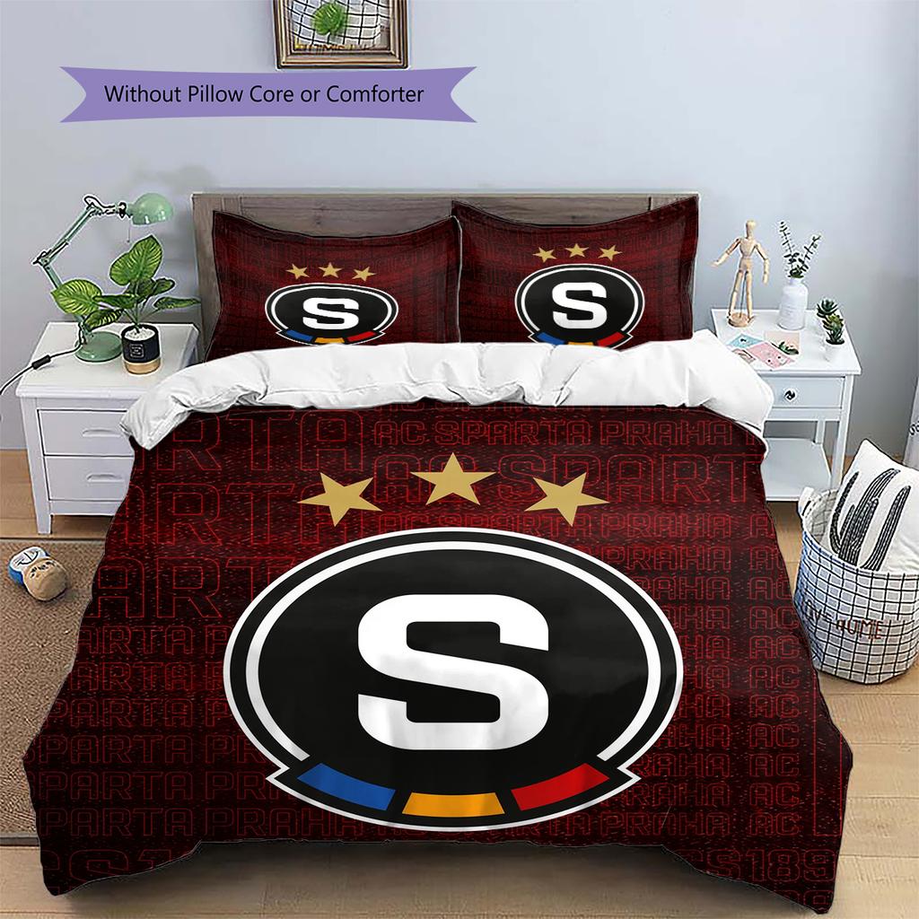 Sparta Prag Fußball Logo Muster Bettwäsche Heimdekoration Geburtstagsgeschenk (1 Bettbezug + 2 Kissenbezüge, ohne Füllung)