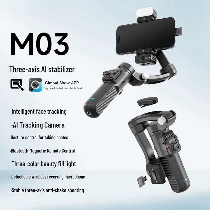 

KuaJing M03 Mobile Gimbal: Three-Axis Stabilizer with Live Streaming, Handheld Tracking, Anti-Shake, Foldable Design